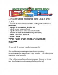ECE 4 ELA S School Supply List-2