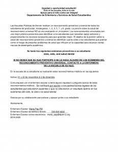 SCH NURSE 19-20 SPANISH Univ Screening Parent Notification Refusal Info Letter-1